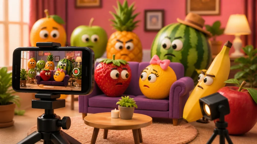 Crie novelas de frutas no celular