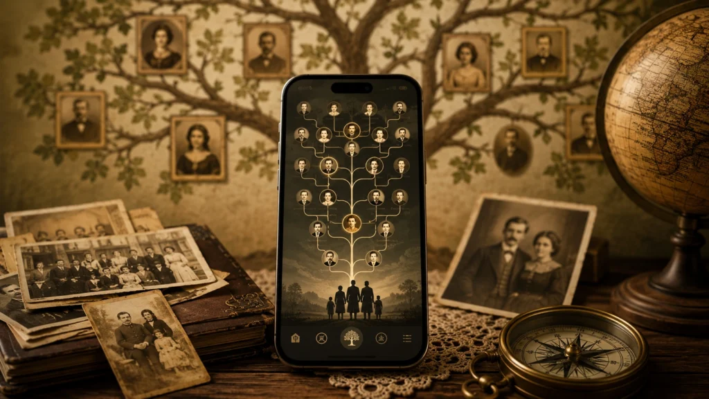 app para descobrir história da família